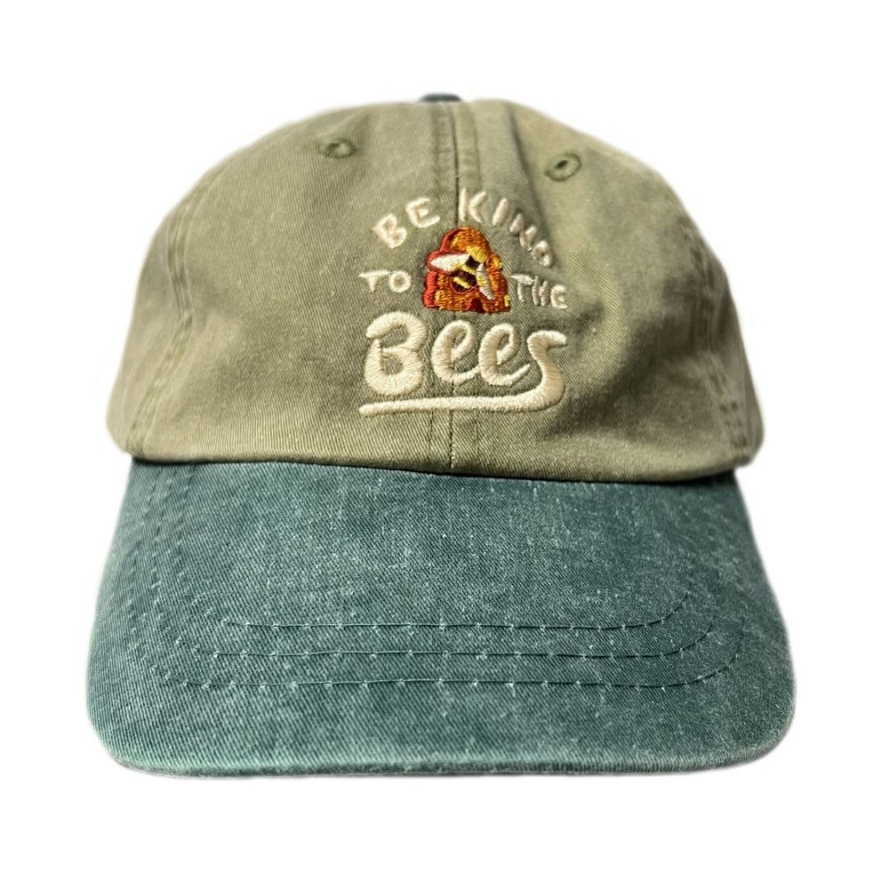Adult Two-Tone Green Embroidered Bees Cap | AMNH Shop