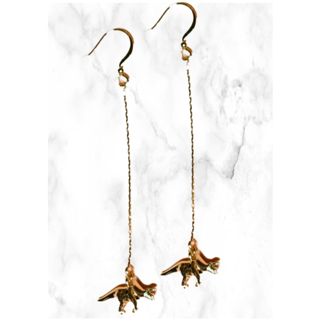  Triceratops 3 Inch Drop Earrings