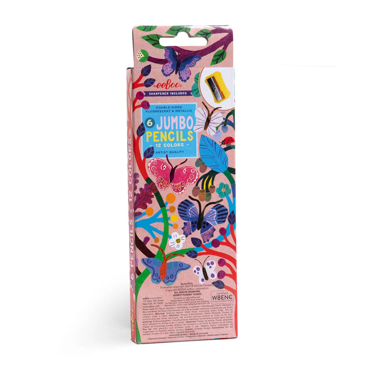 Butterflies 6 Jumbo Double Sided Pencils