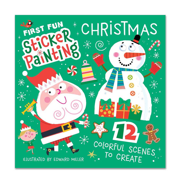 First Fun Sticker Painting: Christmas: 12 Colorful Scenes to Create (Happy Fox Books) Screen-Free Holiday Paint-by-Sticker Activity