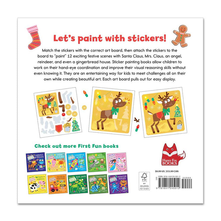 First Fun Sticker Painting: Christmas: 12 Colorful Scenes to Create (Happy Fox Books) Screen-Free Holiday Paint-by-Sticker Activity