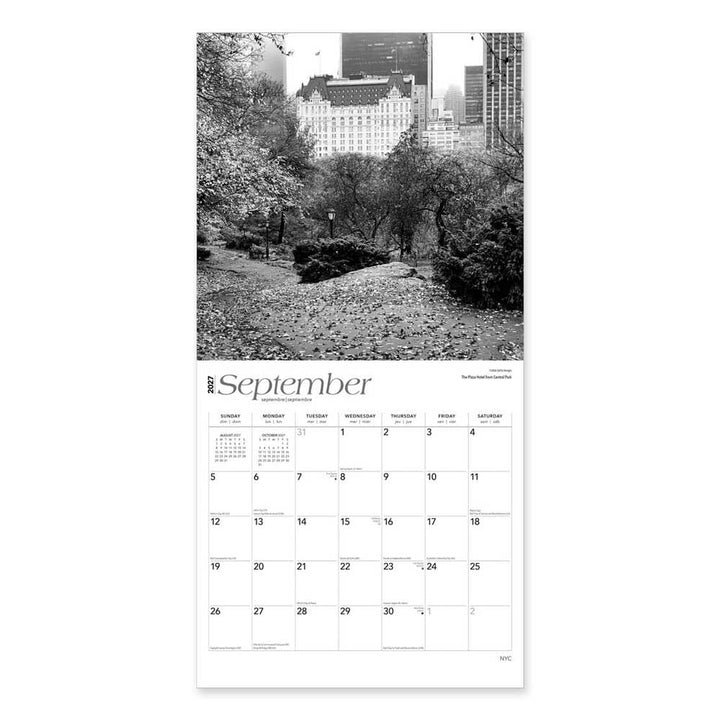 New York City Black & White Night 2027 Wall Calendar