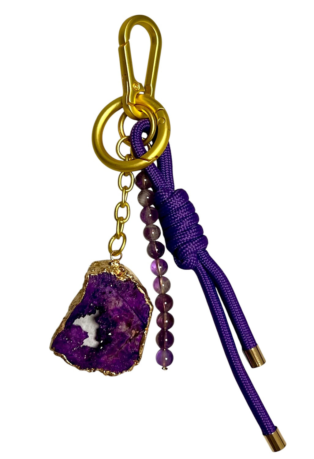 Genuine Amethyst Keychain Bag Charm