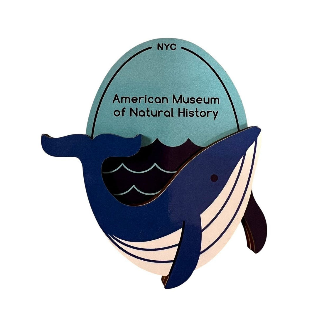 AMNH Die-Cut Blue Whale Wood Magnet