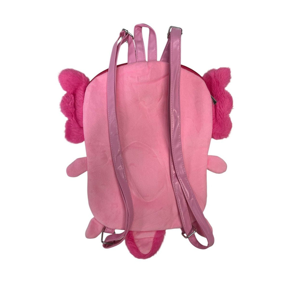 Pink Plush Axolotl Backpack back