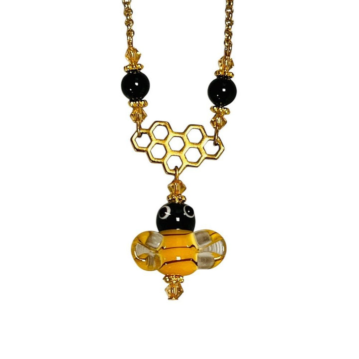 Handcrafted Glass Lampwork Bee Necklace