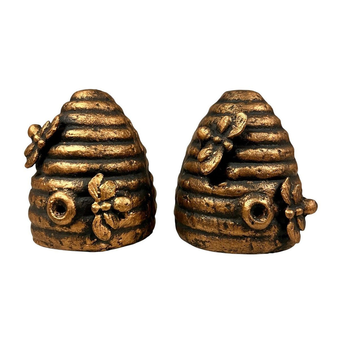 Bronzed Cast Iron Beehive Bookends
