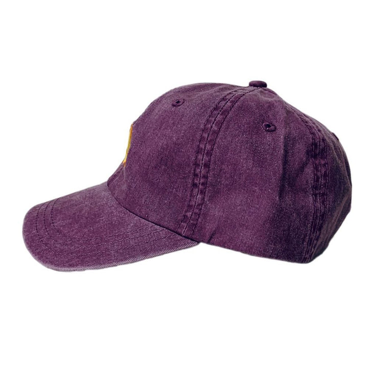 Adult Plum Cap with Yellow Embroidered Butterfly