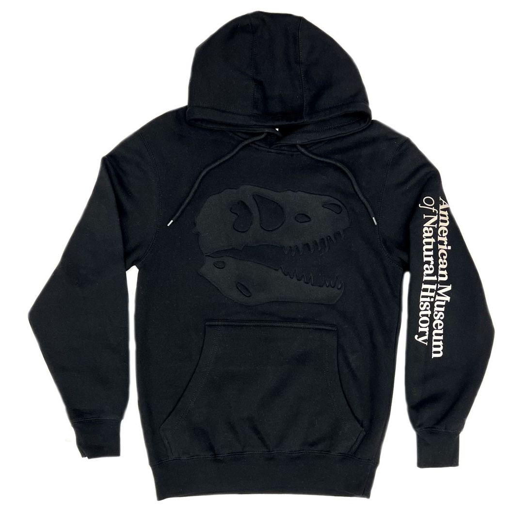 Adult Black Embossed Dino Skull Hoodie | AMNH Shop