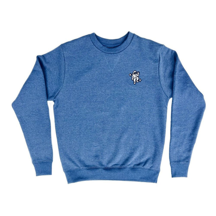 Adult Blue Fleece Embroidered Astronaut Sweatshirt