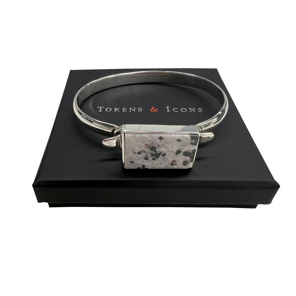 Sterling Hill Fluorescent Mineral Bangle Bracelet closeup