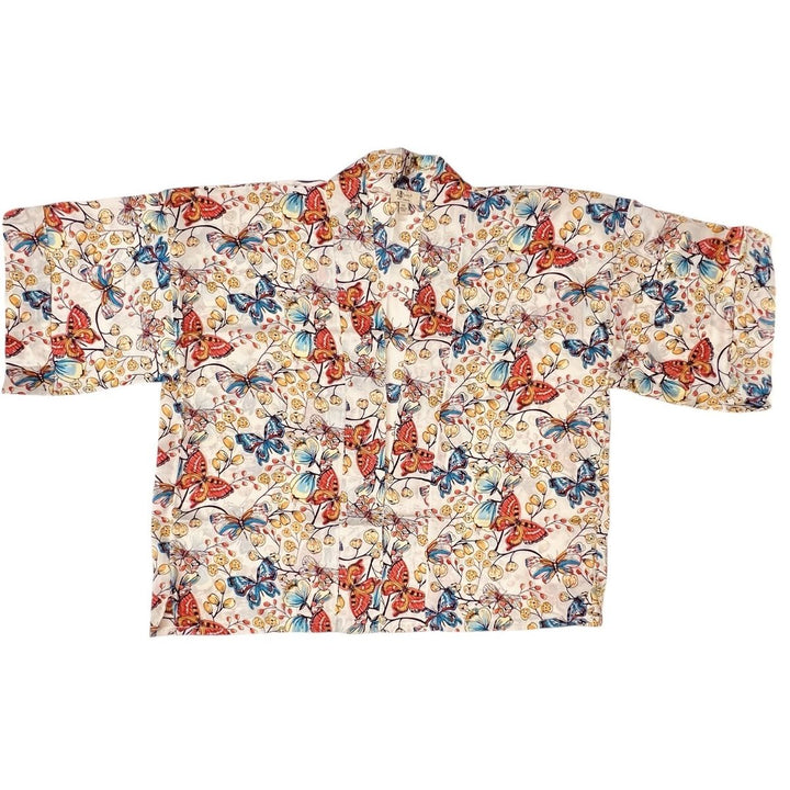 Women's Kimono Sleeve Butterflies Top closeup