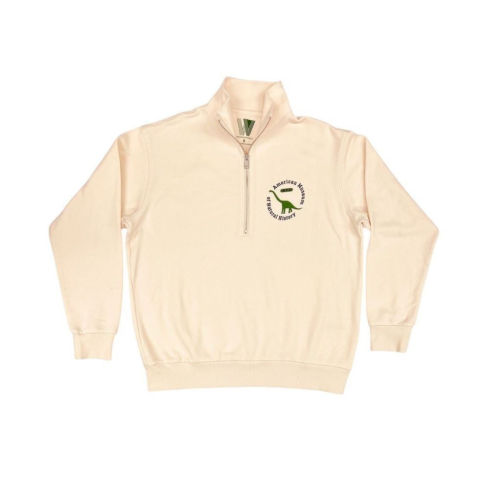 Adult Cream AMNH Quarter Zip Cotton Sweatshirt