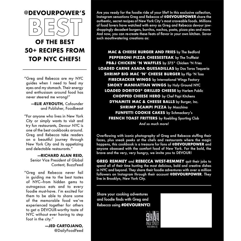 Devour NYC: A Cookbook back