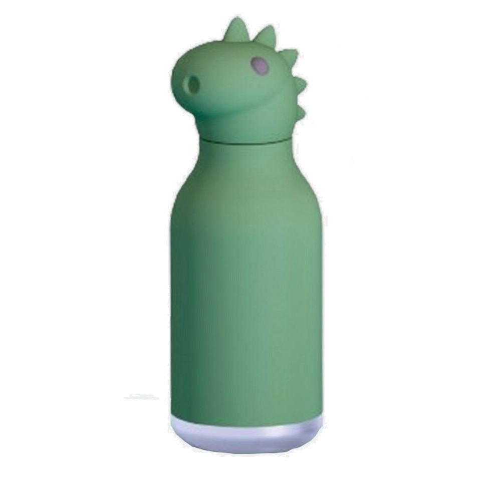 Dinosaur Silicone Coated Stainless Steel Water Bottle with Straw