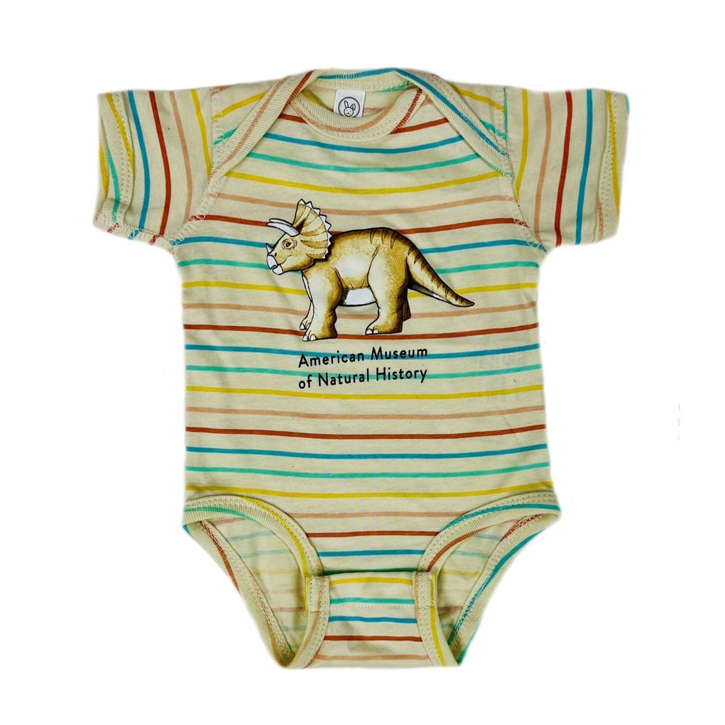 Infant Striped AMNH Baby Dino Onesie
