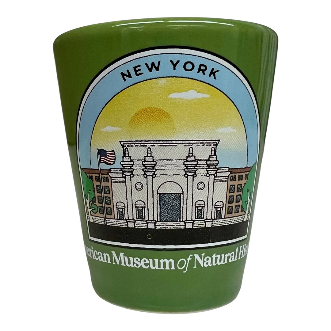 Green Ceramic AMNH Facade Shot Glass