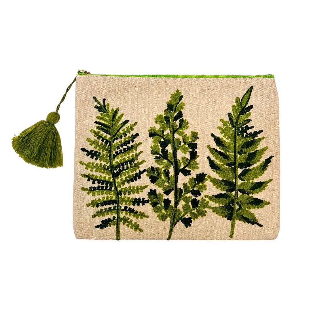 Embroidered Fanciful Ferns Multi-Purpose Pouch