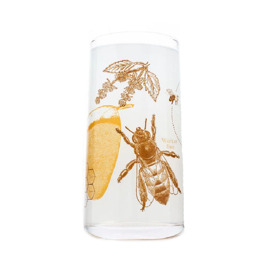 Honey Bees Drinking Glass 