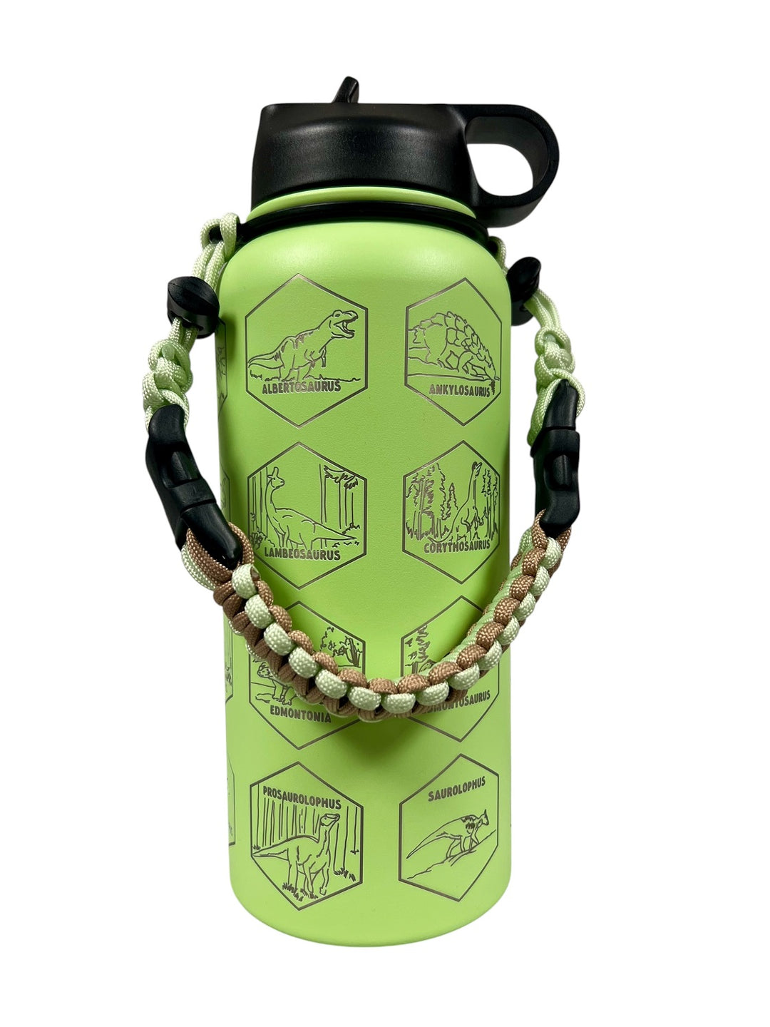 Green Dinosaur-Themed Insulated Water Bottle with Straw