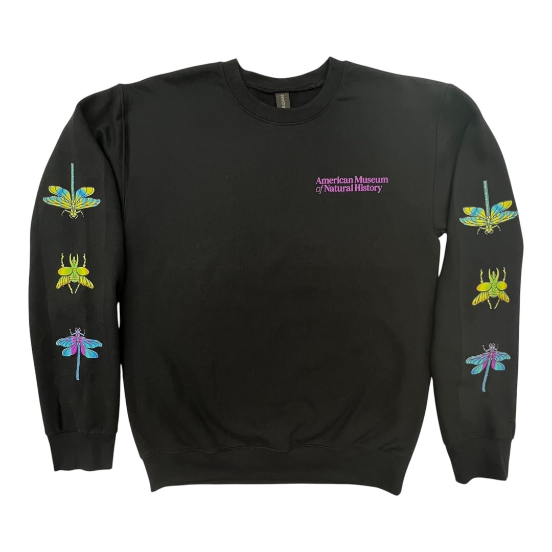 Adult Black Crew Neck Insects Sweatshirt