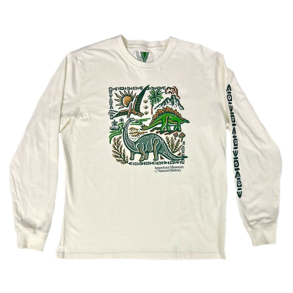 Adult Organic Cotton LS Dinosaur Scene T-Shirt