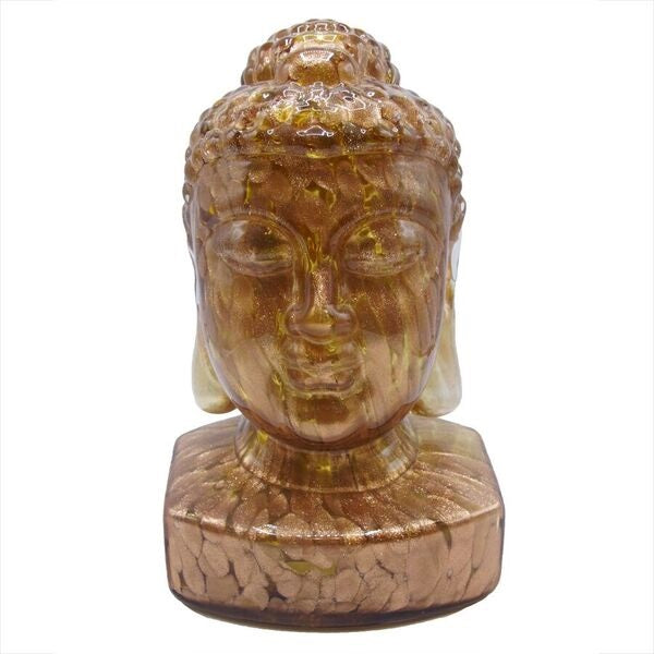 Large Guanyin Swirled Copper Glass Buddha Head