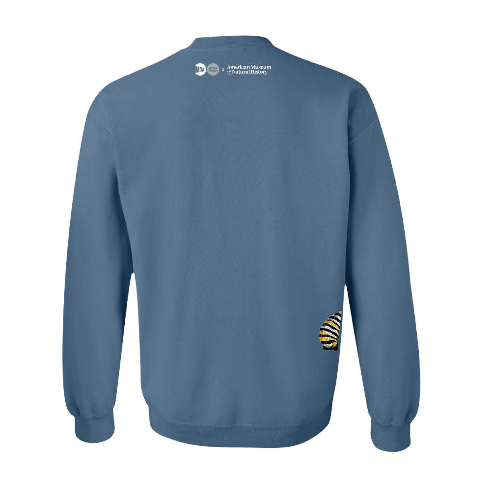 Adult AMNH MTA Subway Art Caterpillar Sweatshirt back