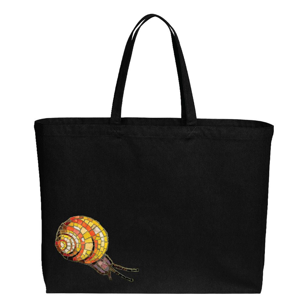 MTA Subway Art Black Canvas Snail Tote Bag