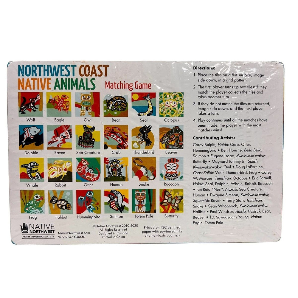 Northwest Coast Native Animals Matching Game back