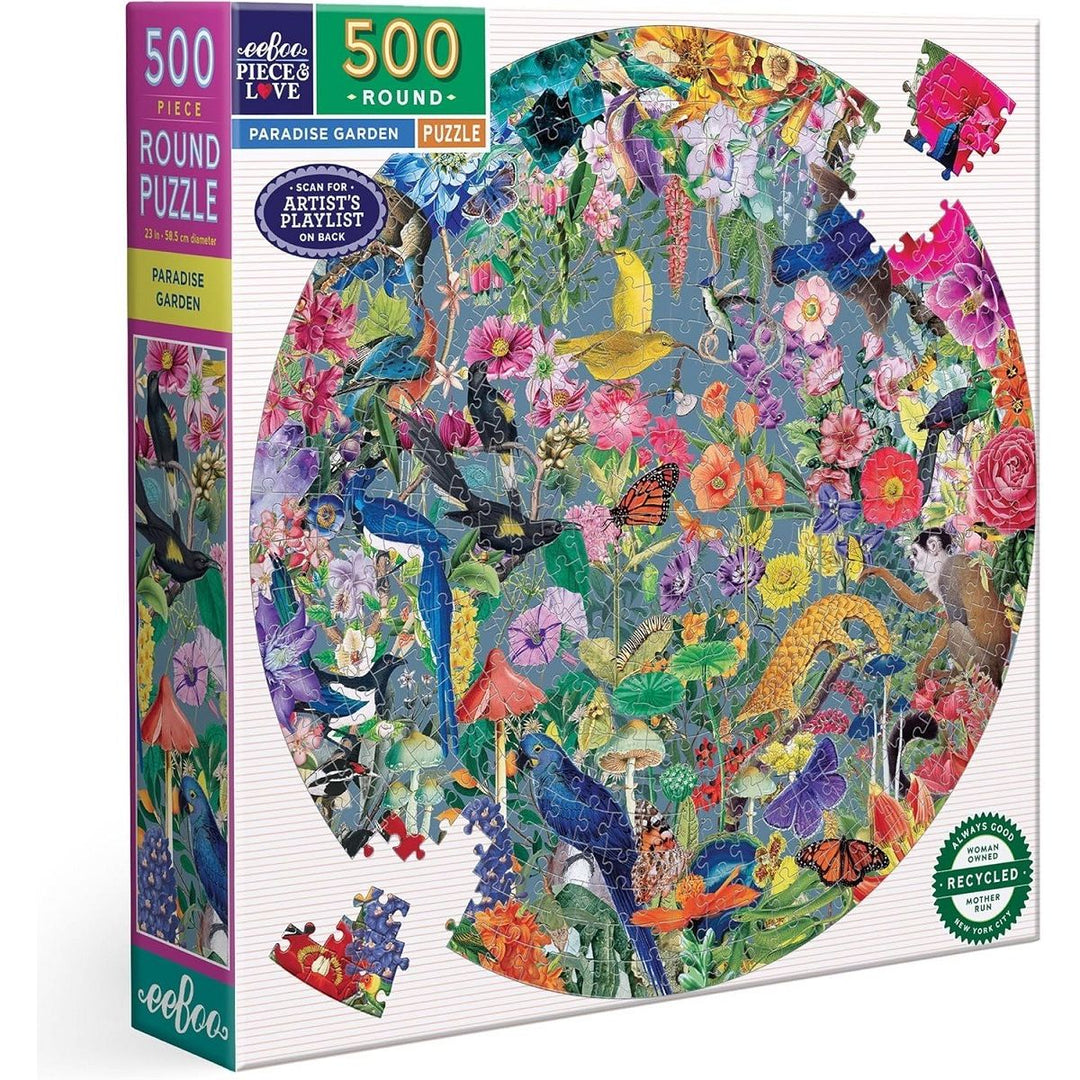 Paradise Garden 500 PC Round Puzzle