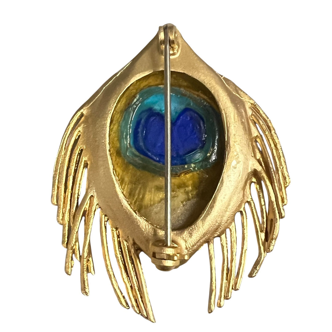 Michael Michaud Peacock Feather Brooch