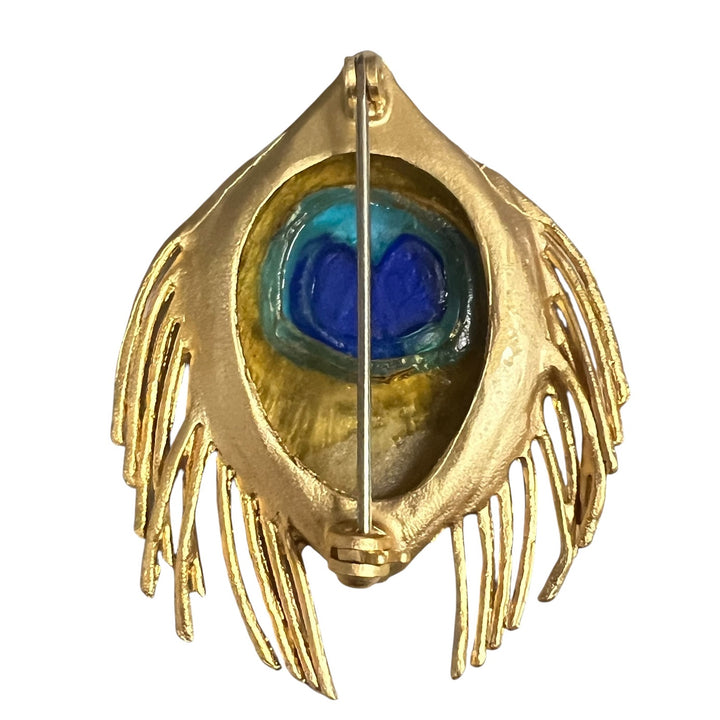 Michael Michaud Peacock Feather Brooch