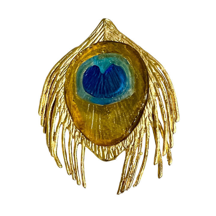 Michael Michaud Peacock Feather Brooch