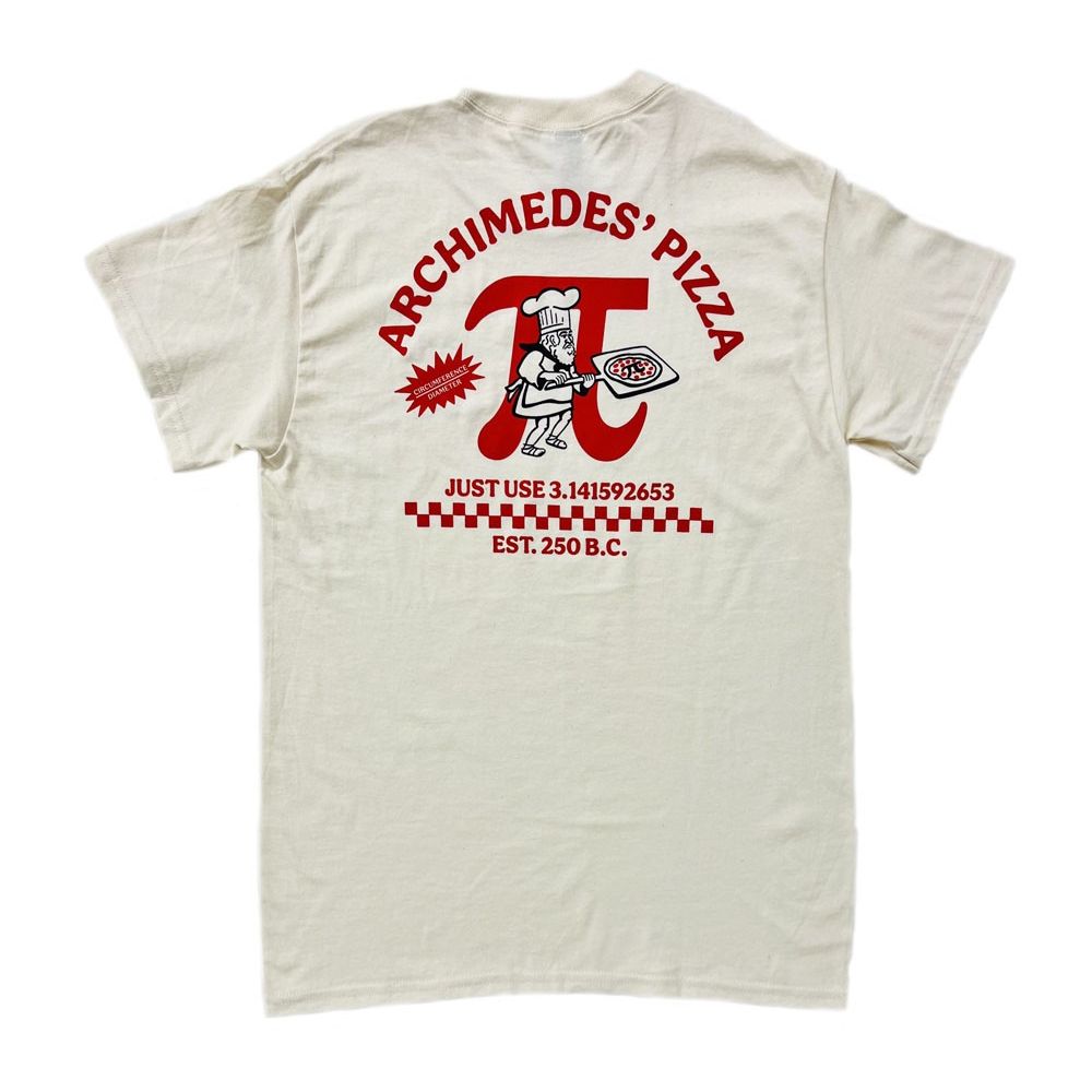 Adult Unisex Archimedes' Pizza Pi T-Shirt back