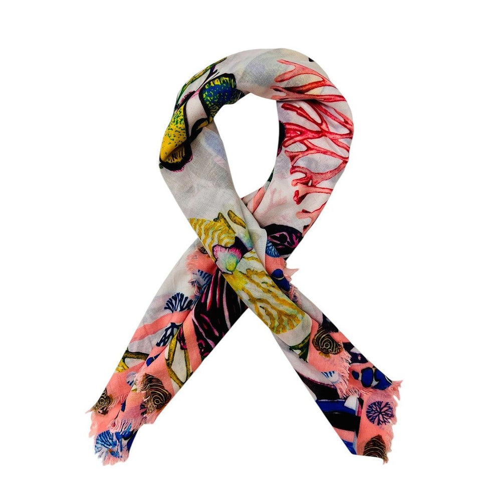 Asst Large Tropical Fish Scarf pink