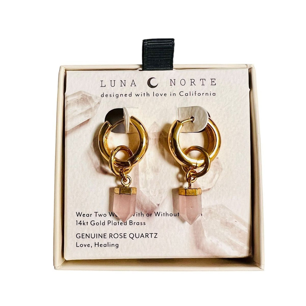 Asst Natural Gemstone Charm Earrings Rose Quartz