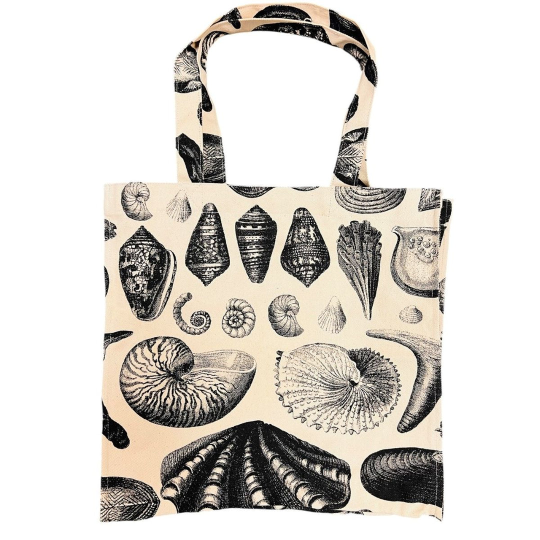 Large Cotton Canvas Seashells Tote Bag