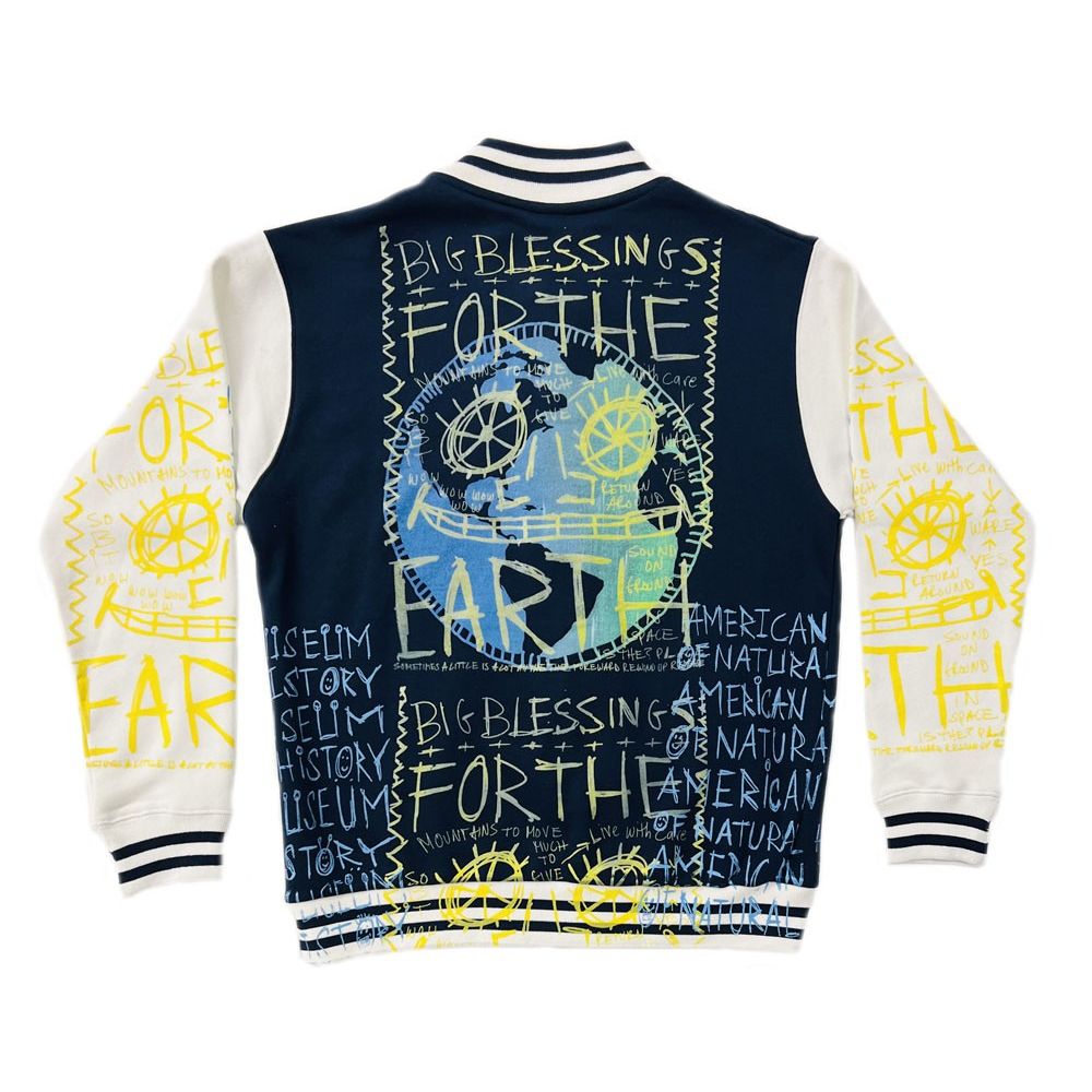 Adult Snow Milk Exclusive AMNH Varsity Jacket  Navy back