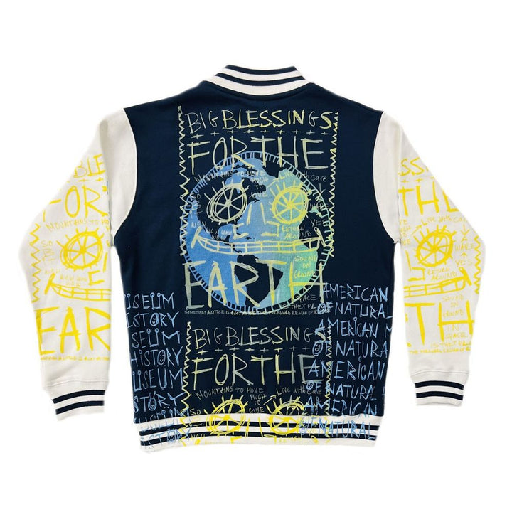 Adult Snow Milk Exclusive AMNH Varsity Jacket  Navy back