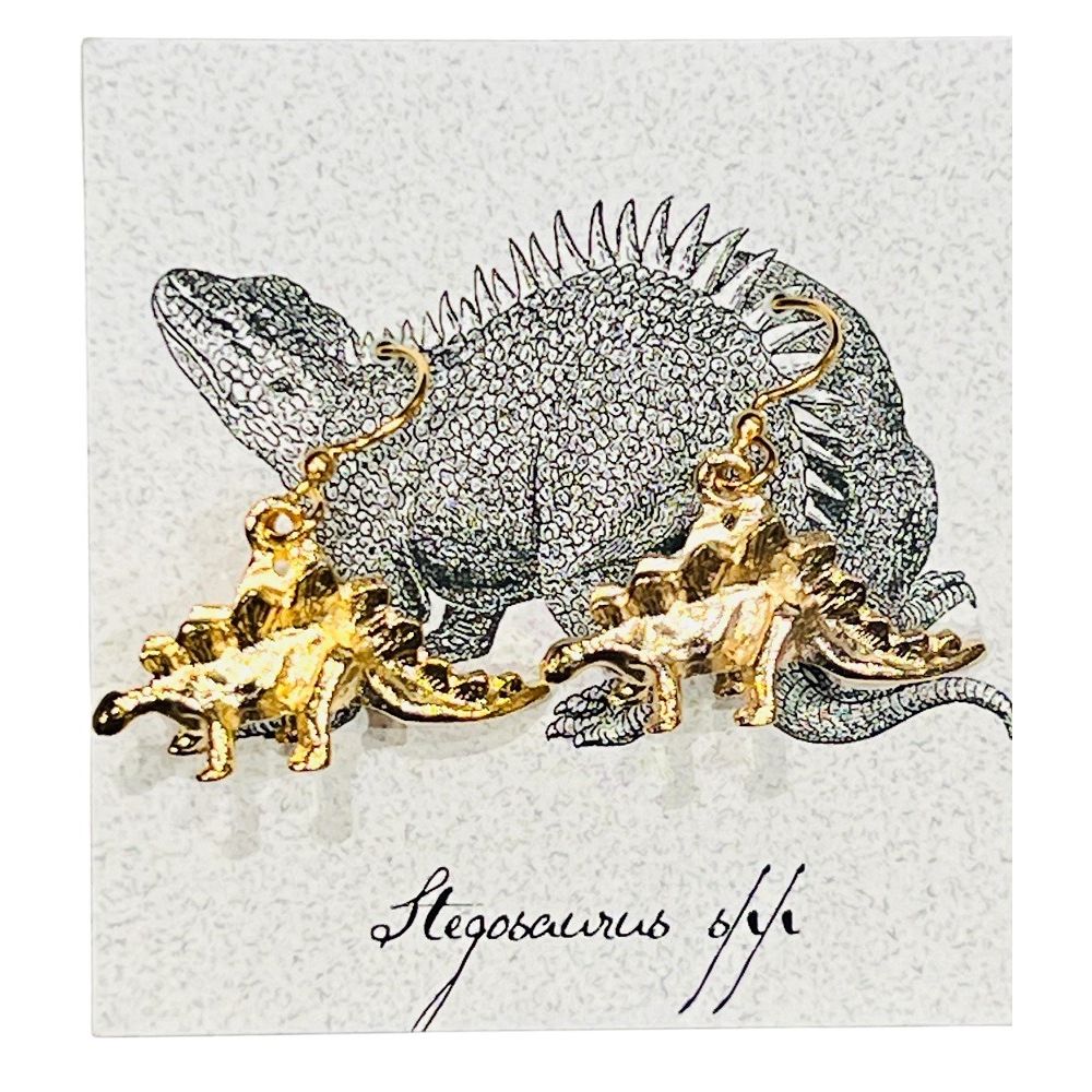 Stegosaurus 14K Gold Plated Earrings