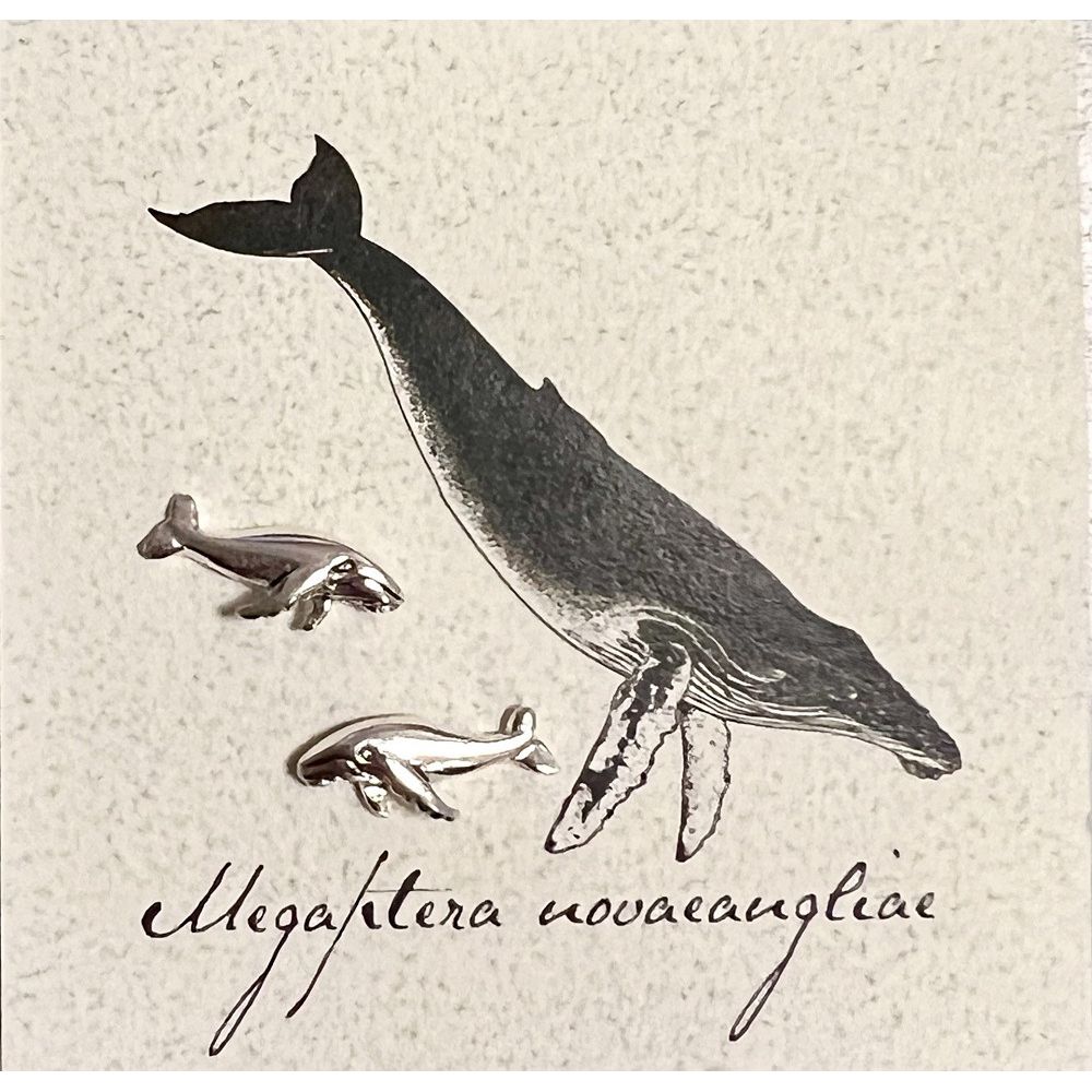 Tiny Sterling Silver Humpback Whale Post Earrings