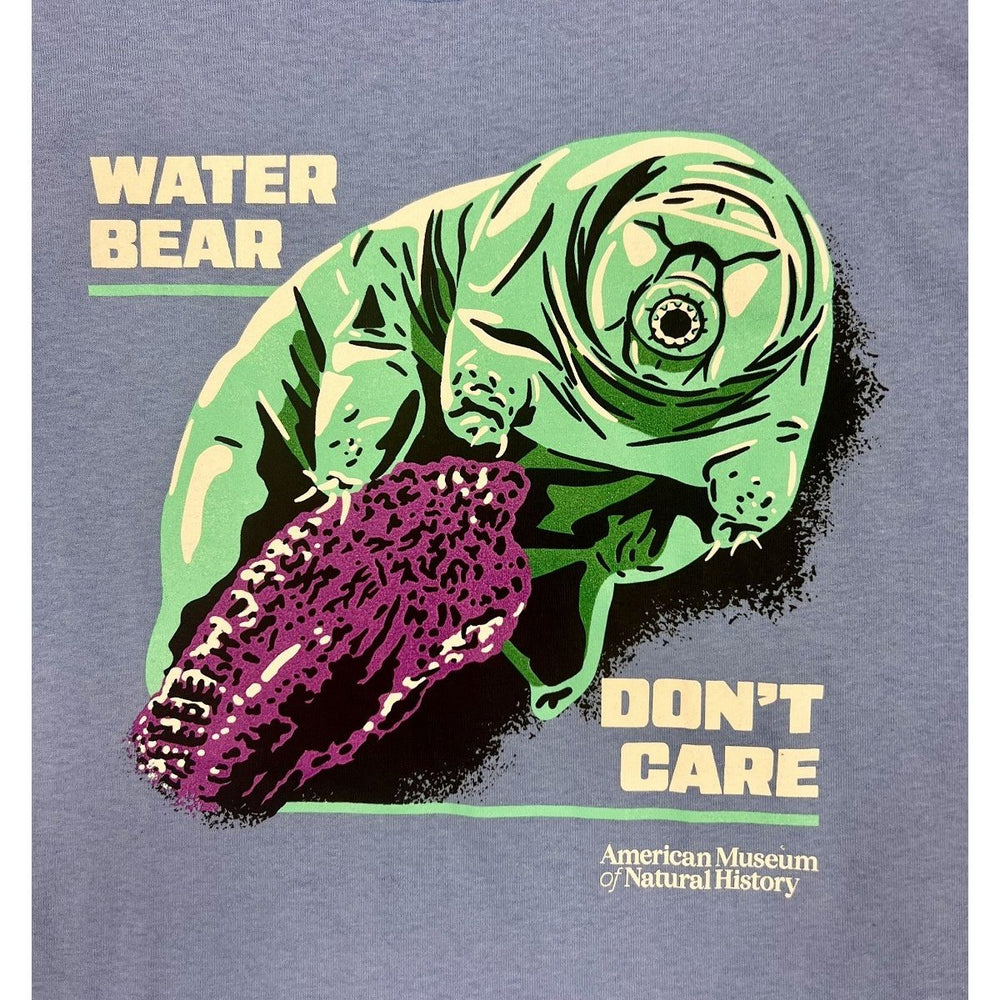 Adult Blue Water Bear Don't Care T-Shirt closeup