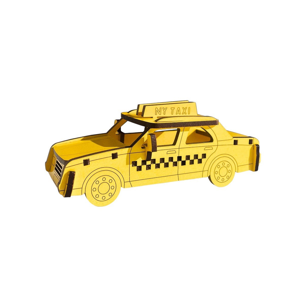 Taxi Cab 3D Wooden Model Kit assembled