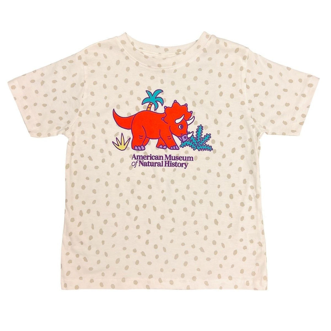 Toddler Spotted White T-Shirt with Red Triceratops