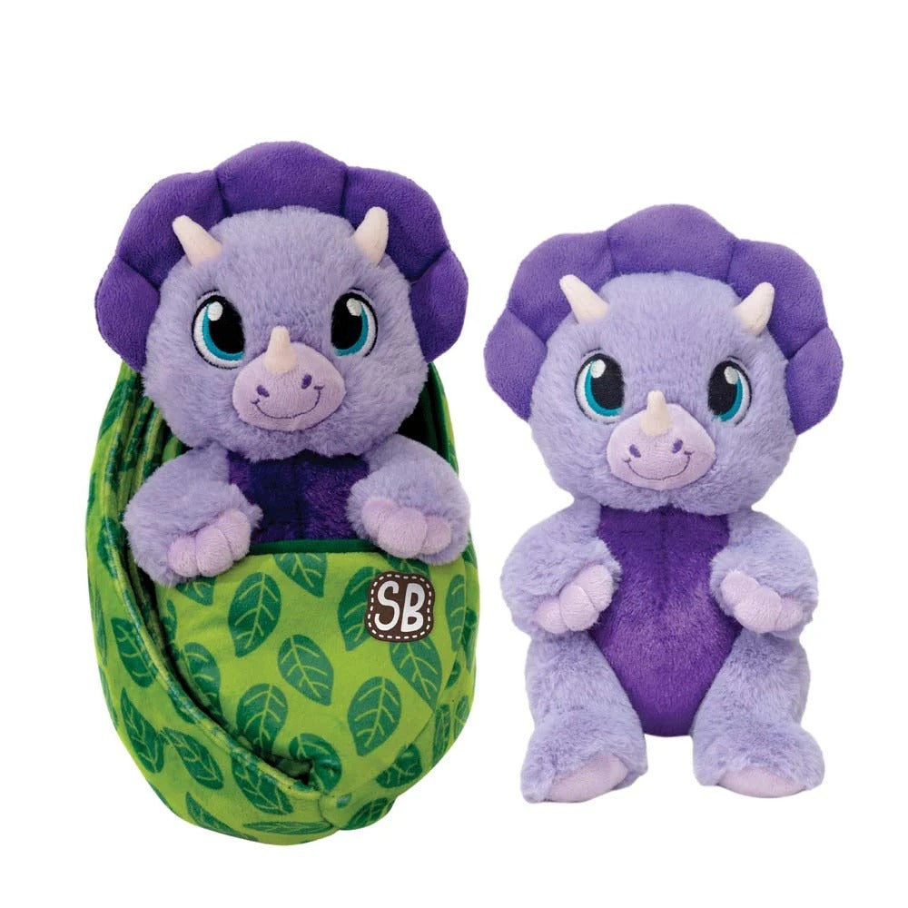 Purple Plush Triceratops Swaddle Baby
