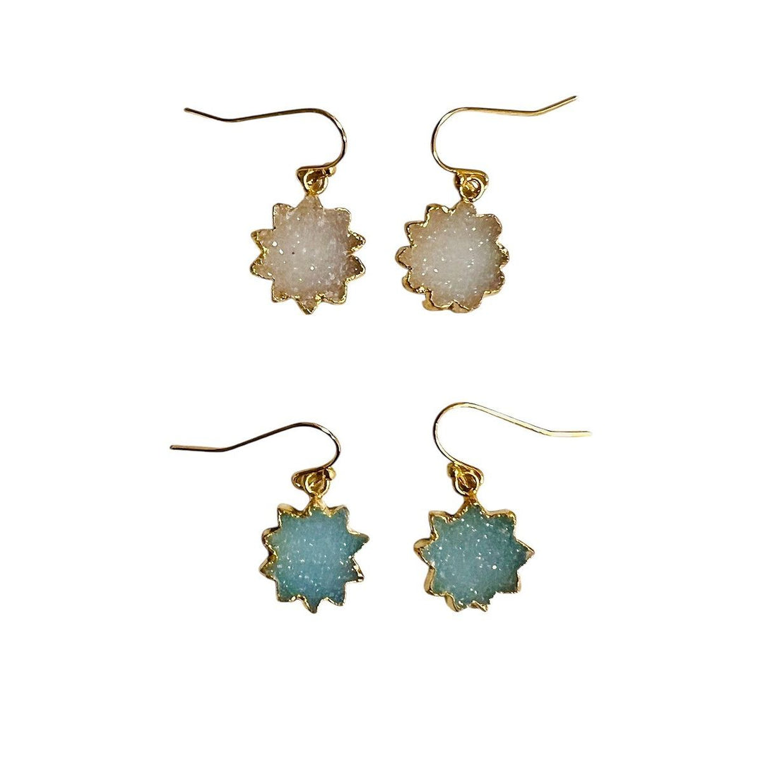 Asst Natural Druzy Crystal Earrings 