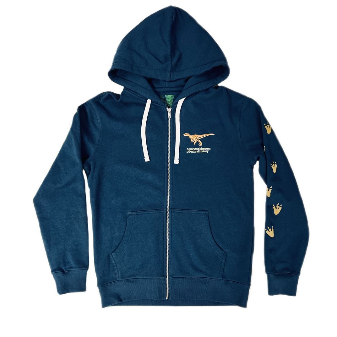 Adult AMNH Deep Sea Blue Zip Dino Hoodie