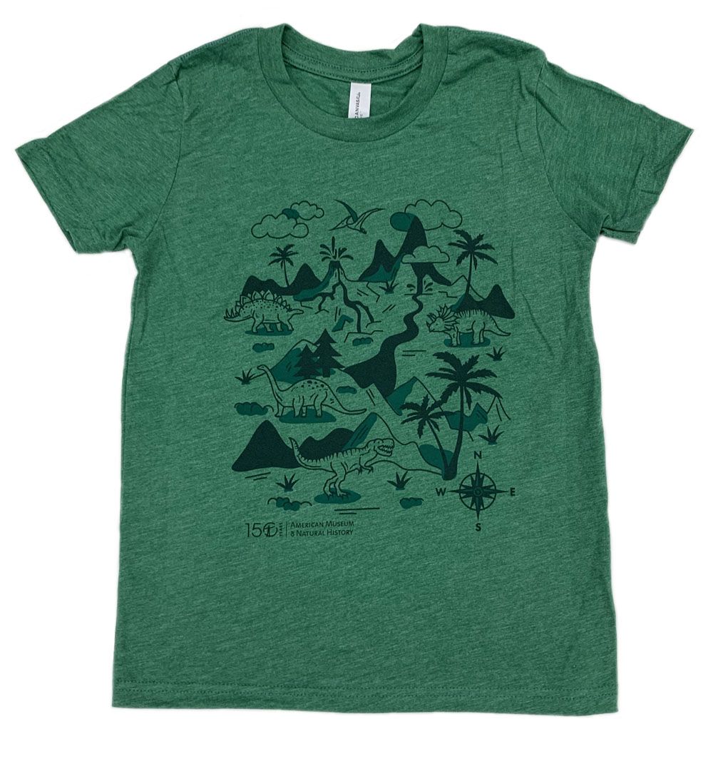Youth Green Prehistoric Dinosaur Scene T-Shirt | AMNH S