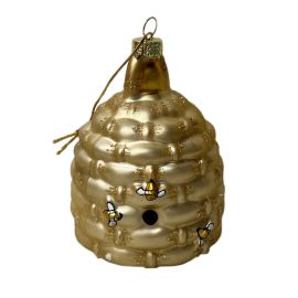 Hand-painted Glass Beehive Ornament